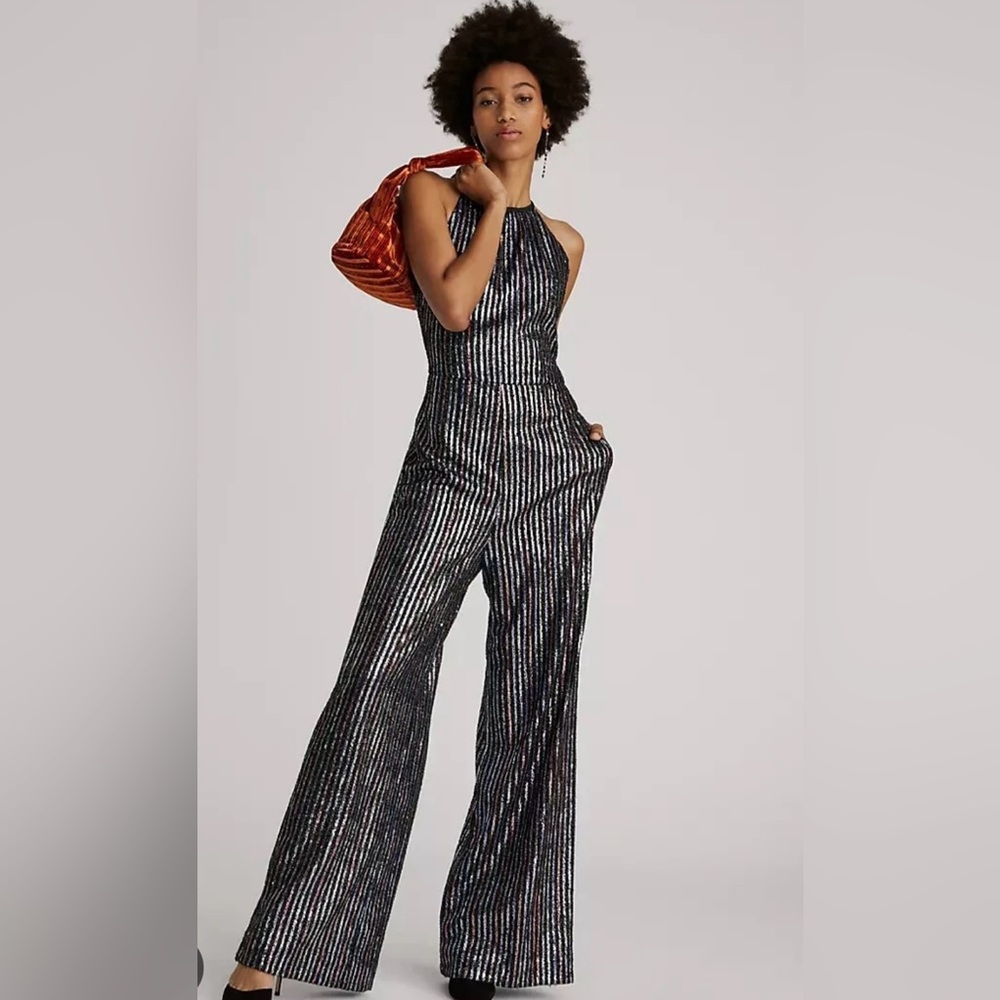 Maeve by ANTHROPOLOGIE Disco Halter Jumpsuit
